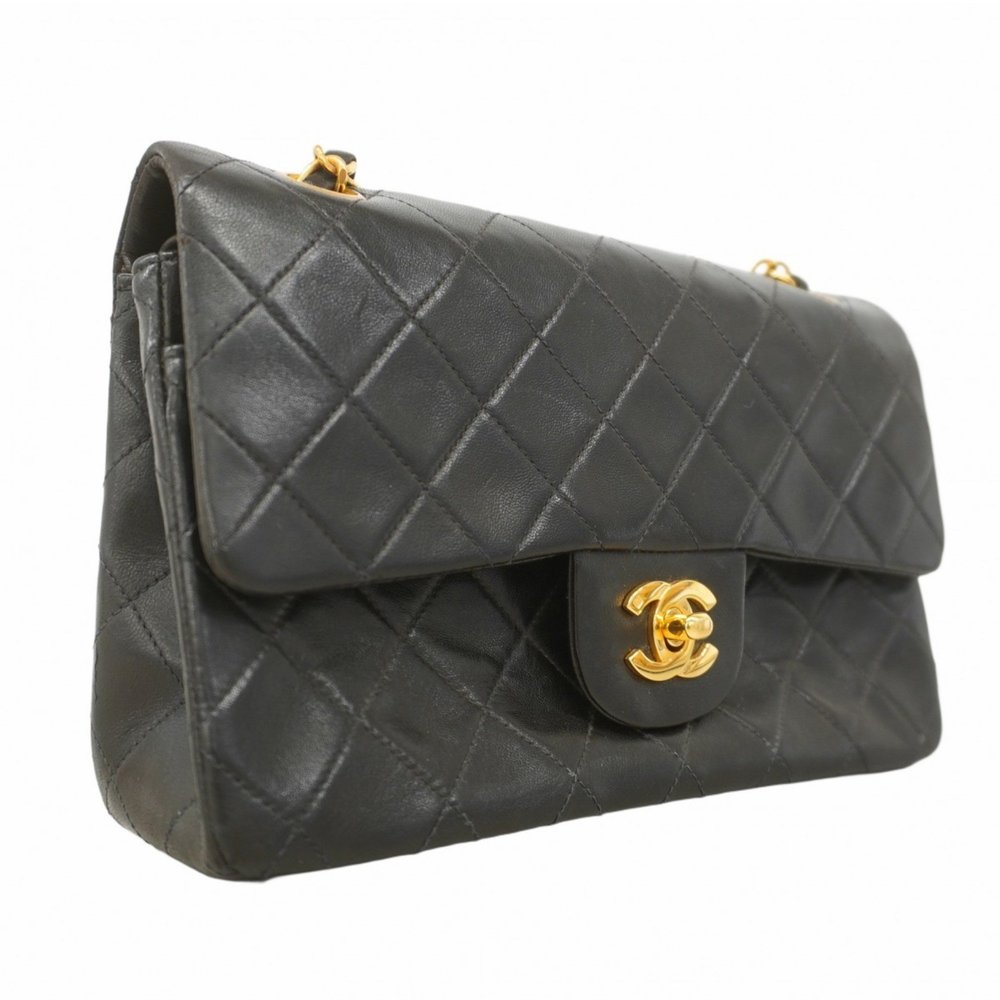 Chanel Matelasse Shoulder Bag with Double Flap and Chain, Lambskin, Black, Wo... - Picture 2 of 16